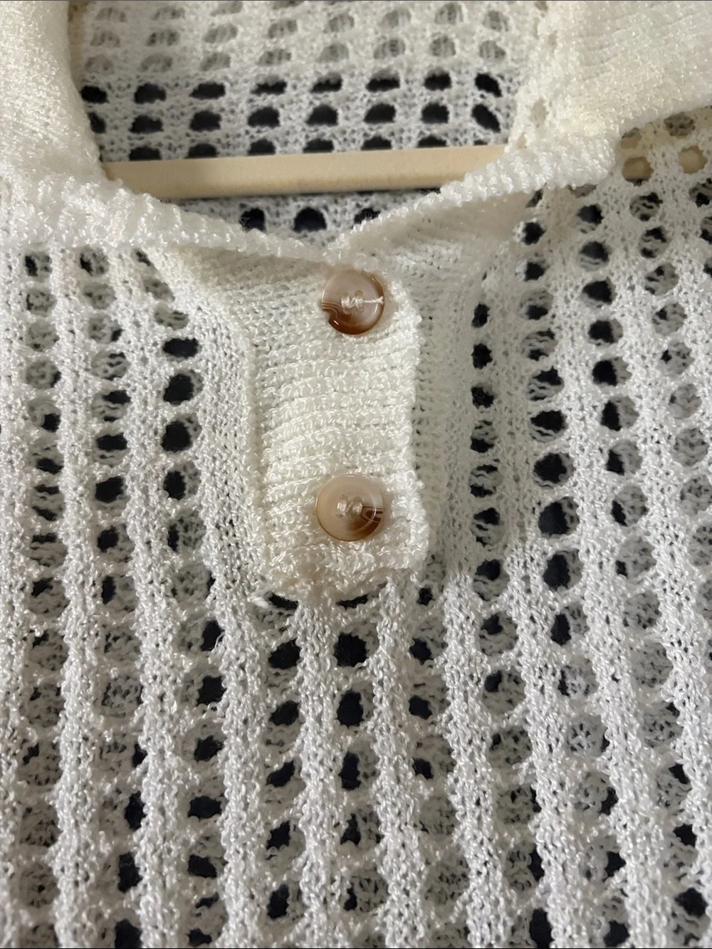 Bluivy Open-Knit Short-Sleeve Coverup - Cream